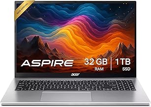 Aspire 3 Premium Laptop Computer Featuring Backlit Keyboard | AMD Ryzen 5 7430U CPU | 32GB RAM | 1TB SSD | 15.6" FHD Display | Fast Wi-Fi 6 | Webcam | Copilot AI Chat | Windows 11 Pro