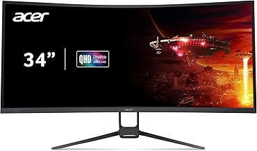 Nitro 34 Inch UWQHD 3440 x 1440 1000R Curved PC Gaming Monitor | AMD FreeSync Premium | Up to 180Hz Refresh | Up to 0.5ms | AdobeRGB 90%| Delta E<2 | 1 DP 1.2 & Two HDMI 2.0| EDA343CUR V3bmiippx