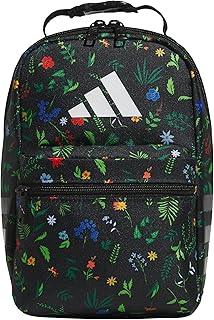 adidas Santiago Lunch Bag Cooler for Women and Men, Insulated Food Container Box with Mesh Pocket, Meadow Floral Black/Black/White/3.0, One Size
