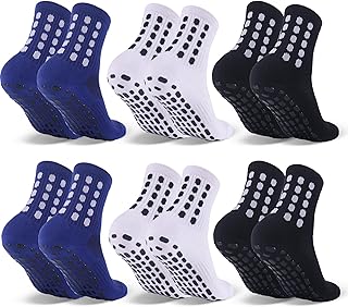 Sponsored Ad - 6 Pairs Kids Grip Soccer Socks Cushioned Non Slip Football Athletic Sports Socks for Boys Girls