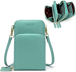 Small Crossbody Phone Bag for Women, Small Leather Over Shoulder Handbag Purse with Credit Card Slots