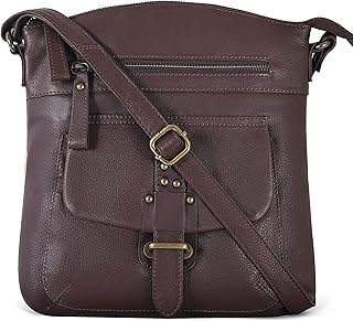 Sponsored Ad - Leather Crossbody Bag For Women With Adjustable Sling Strap - Medium Size Crossover Shoulder Handbag Purse