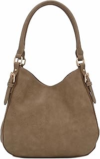 Sponsored Ad - Lightweight 3 Compartment Faux Leather Medium Hobo Bag