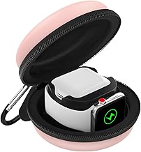 Storage Box Compatible with Apple Watch Series 11/10/9/8/7/6/5/4/3/2/1/SE3/SE2/SE, Portable Protective Travel Bag Fit iWatch 38mm 40mm 41mm 42mm 44mm 45mm 46mm Airpods Pro/3/2/1, Rose Gold