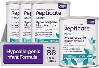 Sponsored Ad - Pepticate Baby Formula, Hypoallergenic Powdered Infant Formula for Cow Milk Allergy, with Omega 3 DHA, ARA, Iron & Prebiotics, 13.2oz (Pack of 4)