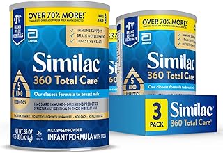 360 Total Care Infant Formula, Has 5 HMO Prebiotics, Our Closest Prebiotic Blend to Breast Milk, Non-GMO, Baby Formula Powder, 36-oz Value Can, Pack of 3