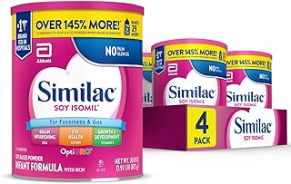 Soy Isomil Infant Formula, for Fussiness & Gas, Plant-Based Protein, Infant Formula Powder, 30.8-oz Value Can, Pack of 4