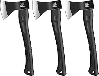 Throwing Axe - 3 Pack, 15-inch Camping Hatchet, Carbon Steel Splitting Axe, Fiberglass Handle, with Anti-Slip & Shock Reduction Grip for Axe Throwing, Kindling, Chopping, and Wood Splitting