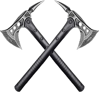 JXE JXO Camping Axe, Throwing Tactical Tomahawk with Spike, Survival Hatchet with Sheath, Nylon Fiber Handle for Outdoor Survival Hiking Camping （2 Pack）