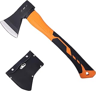 Sponsored Ad - HFS(R) 14.5 Inch Axe Hatchet with Fiberglass Handle 21oz/600g Head Weight Heat-Treated Blade, Anti-Slip Grip, Perfect for Camping, Hiking, Woodworking
