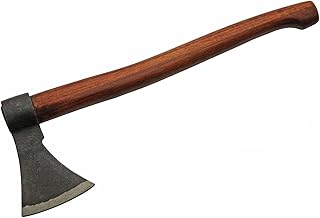 SZCO Supplies 18" Hand-Forged Viking Axe - Carbon Steel Head with Wooden Handle, Medieval Style Chopping Axe for Outdoor, Camping, LARP & Reenactments