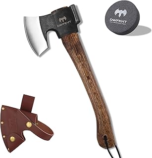 14.4" Hatchet, Camping Axe, Hand Forged Axe with Sheath, Bushcraft Hatchet with 1065 Carbon Steel and Beech Handle for Wood Chopping – Perfect for Outdoor Survival and Adventures