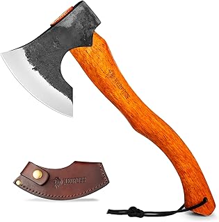 NEDFOSS Mammoth Camping Hatchet Axe, 15.5" Camping Axe with 1065 High Carbon Steel & Wooden Handle, Multi-Purpose Hatchet Axe for Camping, Bushcraft and Survival, Gift for Men