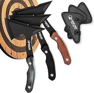 Dream Reach Professional Throwing Axe Set – 3-Pack High-Carbon Steel Throwing Axes Throwing Game for Backyard with Sheaths and Ergonomic Handles for Competition and Recreation