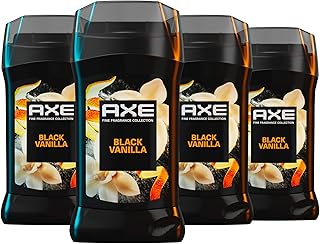 AXE Fine Fragrance Collection Deodorant Stick Black Vanilla with Orange + Sandalwood Essential Oils 4 Pack with 72H Freshness Aluminum-Free 3 oz