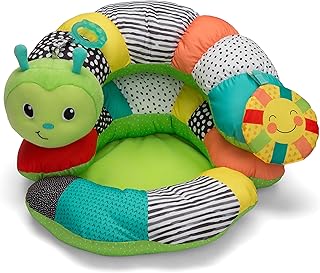 Infantino Prop-A-Pillar Tummy Time & Seated Support, Baby Floor Seat for Tummy Time & Early Sitting, Soft, Supportive, Engaging Toys, Caterpillar