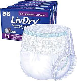 Sponsored Ad - LivDry Adult XL Incontinence Underwear, Extra Absorbency Adult Diapers, Leak Protection, X-Large, 56-Pack