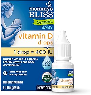 Mommy’s Bliss Organic Vitamin D Drops - Infants and Newborns - Supports Growth and Bone Development - Easy Use - 400 IU Per Drop - 100 Daily Servings