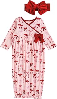 Mud Pie Baby Girls Kids Christmas Bow Take Me Home Pink