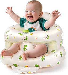 Inflatable Seat for Babies 3–36 Months, SSyang Sit Me Up Floor Chair with Built-in Air Pump, Supportive Baby Chair for Learning to Sit, Full Surround Design – Dinosaur