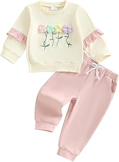 Sponsored Ad - Baby Girl Outfits Toddler Fall Winter Clothes Cute Long Sleeve Sweatshirt Tops Pants Set Infant 2Pcs Clothing