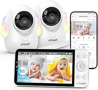Sponsored Ad - ieGeek 5.5’’ Split-Screen Baby Monitor,2.5K UHD Baby Monitor with 2 Cameras and Audio,Night Light,Prone Sleeping&Cry Detection,Two-Way Talk,Night Vision,2.4G&5Ghz WiFi App Control,4000m