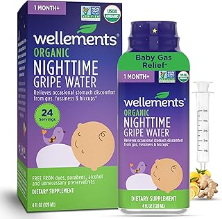 Sponsored Ad - Wellements Organic Nighttime Gripe Water for Babies 1 Month+ (4 Fl Oz) - Baby Gripe Water for Bedtime Relief Gas, Colic & Fussiness - Herbs Promote a Peaceful Night’s Sleep - USDA Certi