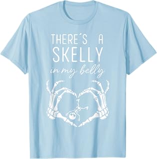 There's A Skelly in My Belly Funny Halloween Pregnancy Women T-Shirt