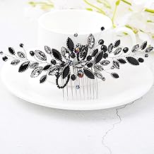 Unicra Bride Wedding Hair Combs Black Delicate Opal Crystal Bridal Headpieces Hair Accessories for Women and Girls (Black)