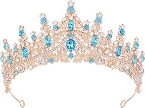 Blue Tiara for Women Crystal Queen Crowns Rhinestone Princess Tiaras for Girl Wedding Headband for Bride Hair Accessories for Halloween Costume Birthday Party Prom Mother's Gifts