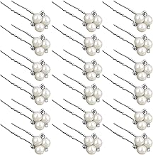 WILLBOND 18 Pcs Pearl Hair Pins Bridal Wedding Hair Accessories Crystal Bobby Pin for Brides Bridesmaids Flower Women Girls(Silver)
