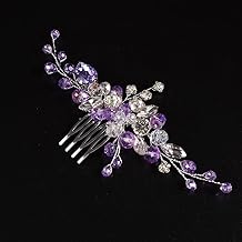 JWICOS Crystal Bride Wedding Hair Comb Rhinestone Bridal Hair Clip Glitter Wedding Hair Accessories for Women and Girls (Purple)