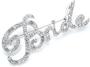Mariell Rhinestone Crystal "Bride" Word Brooch Pin in Script Lettering, Bachelorette & Bridal Shower Gift