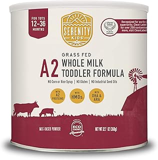 12+ Months A2 Whole Milk Toddler Formula Powder - Organic Grass-Fed Toddler Formula with HMO Prebiotics, DHA & ARA - Clean Label Project Purity Award Certified - 12.7 Oz, 1 Pack