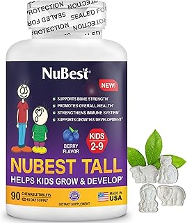 Sponsored Ad - Tall Kids - Toddlers Vitamins and Kids Vitamins for Age 2 to 9 - Support Bone Strength, Overall Health and Immunity - Animal Shapes - 90 Chewable Berry Tablets | 6 Weeks Supply