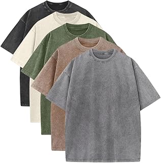 Sponsored Ad - T-Shirts Pack:Unisex Cotton Crew T Shirts Bulk Short Sleeve Heavyweight Vintage Tees Mix Colors Clothes Basic Tops