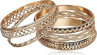 "Basic" Gold 7 Piece Mixed Bangle Bracelet