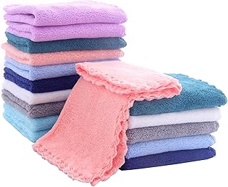 16 Pack Baby Washcloths - Luxury Multicolor Coral Fleece - Extra Absorbent and Soft Wash Clothes for Newborns, Infants and Toddlers - Suitable for Sensitive Skin and New Born - Baby Shower, 10x10 Inch