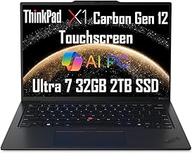 Lenovo ThinkPad X1 Carbon Gen 12 Laptop (14" FHD+ Touchscreen, Intel Core Ultra 7 155U, 32GB 6400MHz DDR5, 2TB SSD) Backlit, Fingerprint, IR Webcam, Thunderbolt 4, 3-Yr WRT, Win 11 Pro, 2025 AI PC