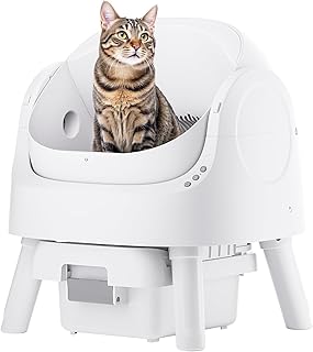 Sponsored Ad - Self-Cleaning Cat Litter Box for Multiple Cats - Automatic, Open Top, White with Liners and Mat Included