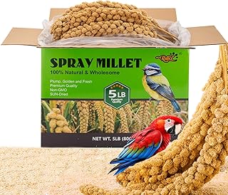 RANZ 5LBS Millet Spray for Birds, GMO-Free, Sun Dried Spray Millet, Original Bird Treats & Supplement for Parrots, Cockatiels, Lovebirds, Painted Buntings and Finches, Parakeets Food