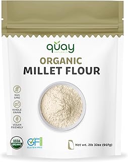 Quay Naturals Organic Millet Flour 2lb | USA-Grown & Milled | Stone-Ground, Gluten-Free, Non-GMO | Vegan, Paleo, High Fiber