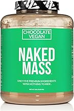 NAKED Vegan Mass - Chocolate Vegan Weight Gainer - 1,280 Calories, Non-GMO, Soy & Gluten Free, No Artificial Ingredients - 8LB Bulk - 11 Servings