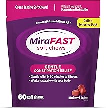 Sponsored Ad - MiraFAST Soft Chews, from The Makers of MiraLAX, Gentle Constipation Relief, Fast Acting Laxative, Stimulant Free Saline Laxative, Magnesium Hydroxide, Blueberry & Raspberry Flavor, 60c