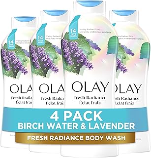 Body Wash for Women, Fresh Radiance, Refreshing & Renewing, Made with Plant Based Cleansers, B3 Botanical Complex, For All Skin Types, Birch Water & Lavender Scent, 22 fl oz (Pack of 4)