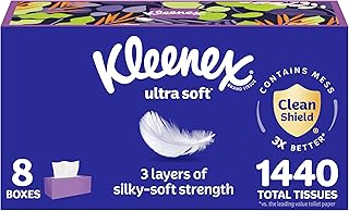 Sponsored Ad - Ultra Soft Facial Tissues, 8 Flat Boxes, 180 Tissues per Box, 3-Ply, Packaging May Vary
