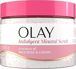 Body Indulgent Mineral Scrub, Skin Exfoliating & Massaging Pearls, Nourishing Soft & Gentle Formula, Renewing BHA, Vitamin B3 Complex, Luxurious Fragrances, Wild Rose & Cherry Creme Scent, 11 oz