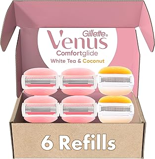 ComfortGlide White Tea 4 count, with Gillette Venus ComfortGlide plus Olay 2 count, Women's Razor Blade Refills