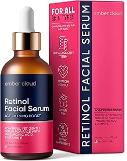 Sponsored Ad - Retinol Serum for Face with Hyaluronic Acid, Vitamin E & Aloe Vera Anti-Aging Serum - All Skin Types - Supports Even Tone - Day and Night - Made in USA - 1 Oz