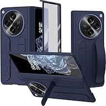 for OnePlus Open Case with Screen Protector & Wristband,Hard Full Hinge Protection Cover for OnePlus Open Strap Cases for Oppo Find N3 Fold Phone Case Strap Cover for Oppo Find N3 2023 Men Blue